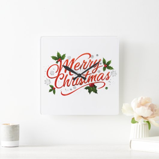 Merry Christmas  スクエア壁時計 (ホーム)