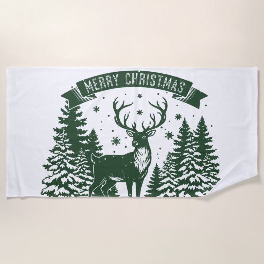 Merry Christmas ビーチタオル (正面)