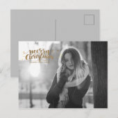 Merry Christmas -ファンシータイポグラフィ – 写真の追加 ポストカード (正面/裏面)