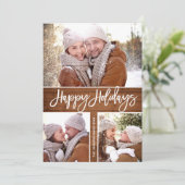 Merry Christmas モダン 3素朴 PHOTO Greeting シーズンカード (スタンド正面)