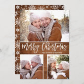 Merry Christmas モダン 3素朴 PHOTO Greeting シーズンカード (正面/裏面)