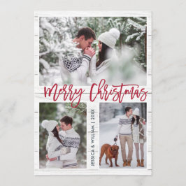 Merry Christmas モダン 3 PHOTO Greeting シーズンカード