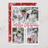 Merry Christmas モダン 3 PHOTO Greeting シーズンカード (正面/裏面)