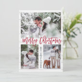 Merry Christmas モダン 3 PHOTO Greeting シーズンカード (スタンド正面)