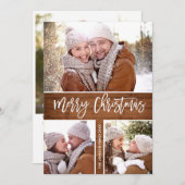 Merry Christmas モダン 4素朴 PHOTO Greeting シーズンカード (正面/裏面)