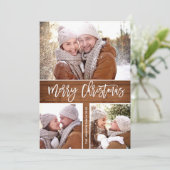 Merry Christmas モダン 4素朴 PHOTO Greeting シーズンカード (スタンド正面)
