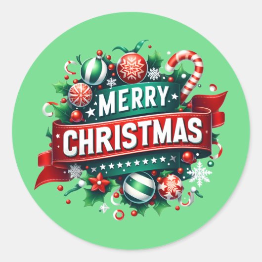 Merry Christmas ラウンドシール (正面)
