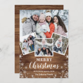 Merry Christmas 素朴 4フォトグリーティングQRコード シーズンカード (正面/裏面)