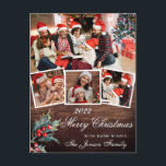 Merry Christmas 素朴 4 PHOTO Collageグリーティング ポストカード<br><div class="desc">Merry Christmas 素朴 4 PHOTO Collageグリーティングポストカード。</div>