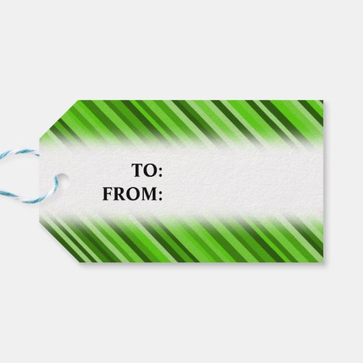 "Merry Christmas!" +緑の線/縞模様 ギフトタグ (裏面横)