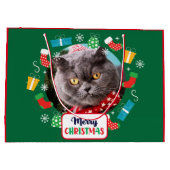 Merry Christmas （自分の写真を追加）抱き枕 ラージペーパーバッグ (裏面)