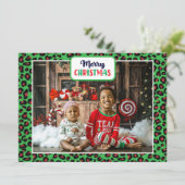 Merry Christmas (自分の写真を追加)Leopard Print シーズンカード (スタンド正面)