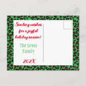 Merry Christmas (自分の写真を追加)Leopard Print シーズンポストカード (裏面)