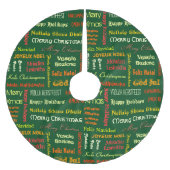 Merry Christmas 違う in Languages ブラッシュドポリエステルツリースカート (正面)