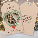 Merry Christmas」顧客専用フォトハート ギフトタグ<br><div class="desc">"メリークリスマス"顧客固有の写真、ハート、ホリデーギフトラベル。素朴スタイル。</div>