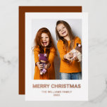 Merry Christmas 1写真実在 箔シーズンカード<br><div class="desc">豪華だがクリスマスカードをミニマル探してるの？このメリークリスマス1フォトフォイル実在ホリデーカードをチェック。テンプレートを埋めることで、自分の写真や文字を簡単に追加できる。命クリック令して終わり！ハッピーホリデー！</div>