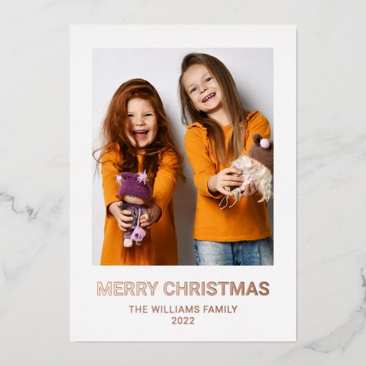 Merry Christmas 1写真実在 箔シーズンカード (正面)