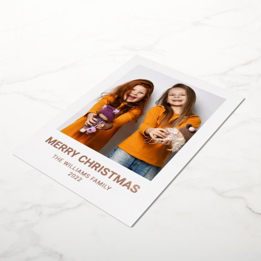 Merry Christmas 1写真実在 箔シーズンカード (回転した状態)