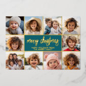 Merry Christmas - 10写真 – スクリプモダント金ゴールド 箔シーズンカード (正面)