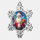 „Merry Christmas“1 スノーフレークピューターオーナメント (右)