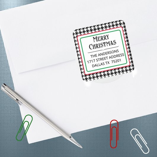 Merry Christmas 1.5インチアドレス返却四角ステッカー スクエアシール