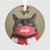 Merry Christmas 2020 Cat in Covid顔マスク オーナメント (裏面)
