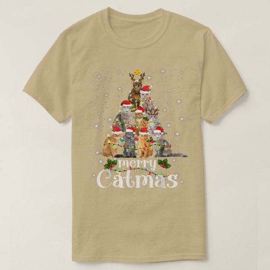 Merry Christmas 2022 Funny Cats With Santa Hat Mer Tシャツ (デザイン正面)