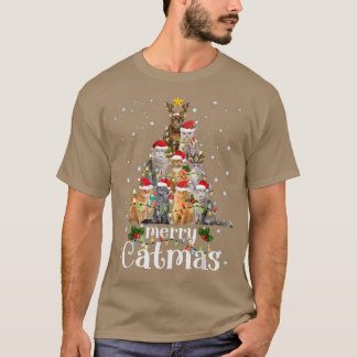 Merry Christmas 2022 Funny Cats With Santa Hat Mer Tシャツ
