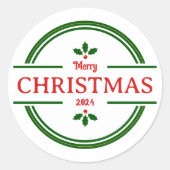 Merry Christmas 2024カスタマイズ可能 ラウンドシール (正面)