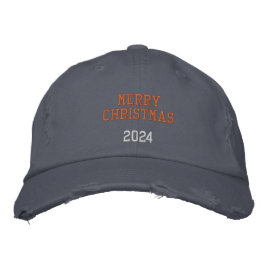 Merry Christmas 2024 スタイリッシュ スコットランド ブルーカラー 刺繍入りキャップ