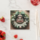 Merry Christmas 2025祝:喜びと暖かさで スタンダードカクテルナプキン (インサイチュ)