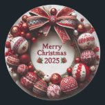 Merry Christmas 2025祝:喜びと暖かさで ラウンドシール<br><div class="desc">クリスマス2025として喜びと感謝の気持ちで祝休日精神を受け入れる！今年は、シーズンの魔法は、愛する人々を一緒に連れて来て、暖かく、笑い、忘れられない思い出で家を満たす。</div>