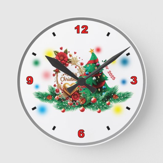 Merry Christmas 2025-Clock ラウンド壁時計 (正面)