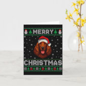 Merry Christmas 2025 Irish Setter Santa Hat Ugly X カード (黄色い花)