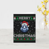 Merry Christmas 2025 Rhino Santa Hat Ugly Xmas Lon カード (黄色い花)