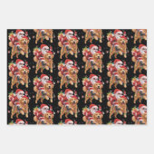 Merry Christmas 2025 Santa Riding Golden Retriever ラッピングペーパーシート (正面)