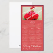 Merry Christmas 2026 Calendar Add Your Photo Red シーズンカード (正面/裏面)