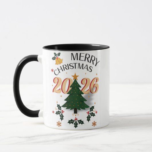 Merry Christmas 2026 Mug – Festive Holiday Coffee  マグカップ (左)