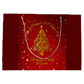 Merry Christmas 20XX Red Gold Tree Stars  ラージペーパーバッグ (裏面)