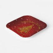 Merry Christmas 20XX Red Gold Tree Stars 7" Square ペーパープレート (傾斜あり)