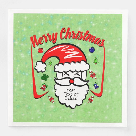 Merry Christmas 20xx Santa with Hat & Sparkles (正面)