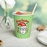 Merry Christmas 20xx Santa with Hat & Sparkles 紙コップ<br><div class="desc">祝Christmasは、これらのマッチングプレート、ナプキンス、コースターとMoreと年を問わず、私の店のコレクションを見て、クリスマスをテーマにしたテーブルの設定や他の多くを見る。</div>