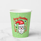 Merry Christmas 20xx Santa with Hat & Sparkles 紙コップ (裏面)