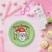 Merry Christmas 20xx Santa with Hat & Sparkles 7" ペーパープレート (パーティー)