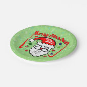 Merry Christmas 20xx Santa with Hat & Sparkles 7" ペーパープレート (アングル)