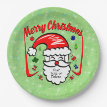 Merry Christmas 20xx Santa with Hat & Sparkles 9"