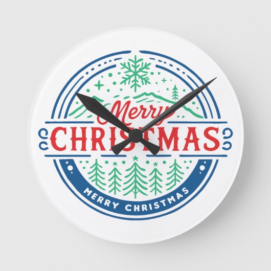 Merry Christmas 2 ラウンド壁時計 (正面)