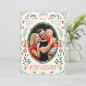 Merry Christmas 2 Photo Coquette Botanical Floral シーズンカード (スタンド正面)
