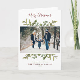 Merry Christmas 2 Photo Greenery Foliage シーズンカード