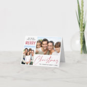 Merry Christmas 2 Photo Red Script シーズンカード (正面)